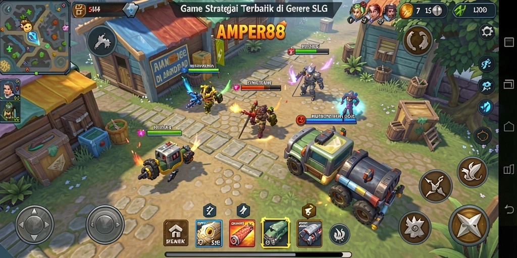 Tampilan gameplay dinamis dalam AMPER88 dengan berbagai strategi SLG.