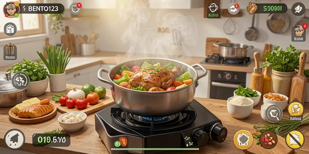 Tampilan gameplay BENTO123 menunjukkan keseruan memasak.
