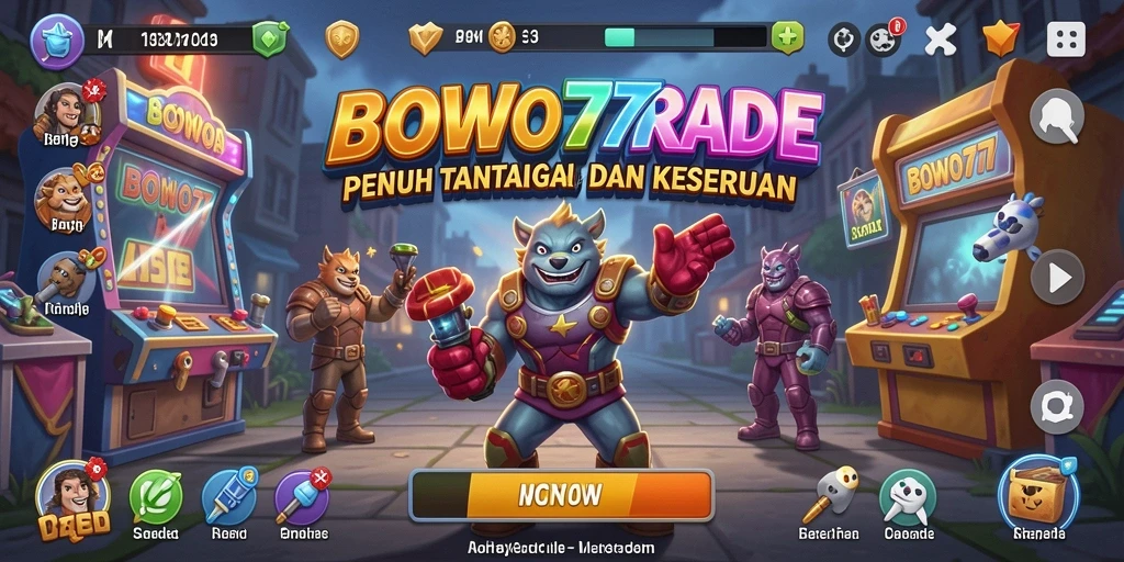 Tangkapan layar utama BOWO77 yang menunjukkan gameplay seru dan mendebarkan.