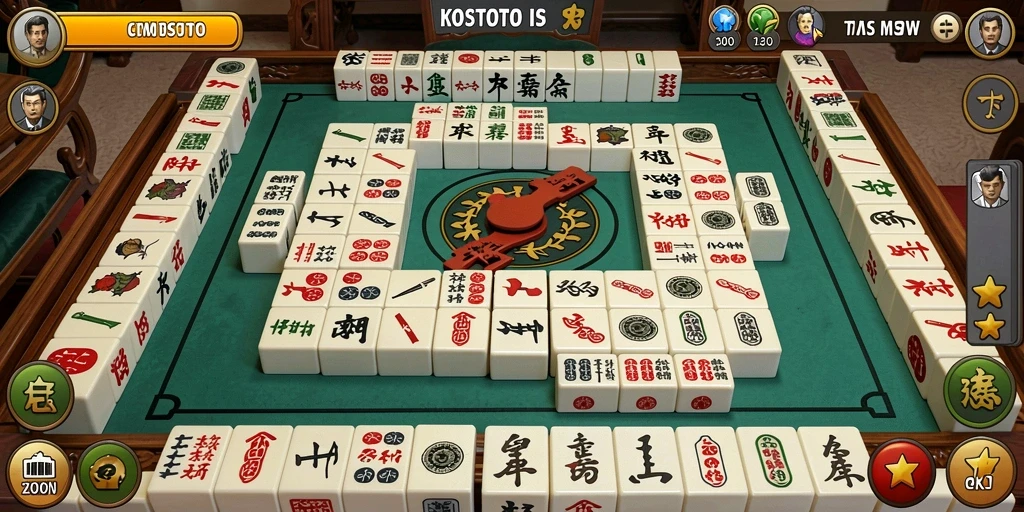 Tampilan gameplay KOSTOTO dengan ubin Mahjong yang menawan.