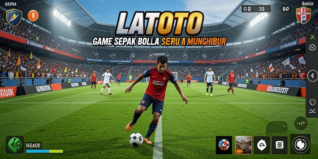 Tampilan gameplay LATOTO dengan aksi seru di lapangan sepak bola.