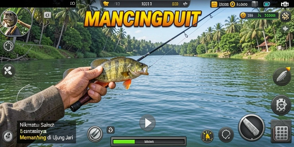 Tampilan gameplay seru di MANCINGDUIT dengan pemandangan alam indah.