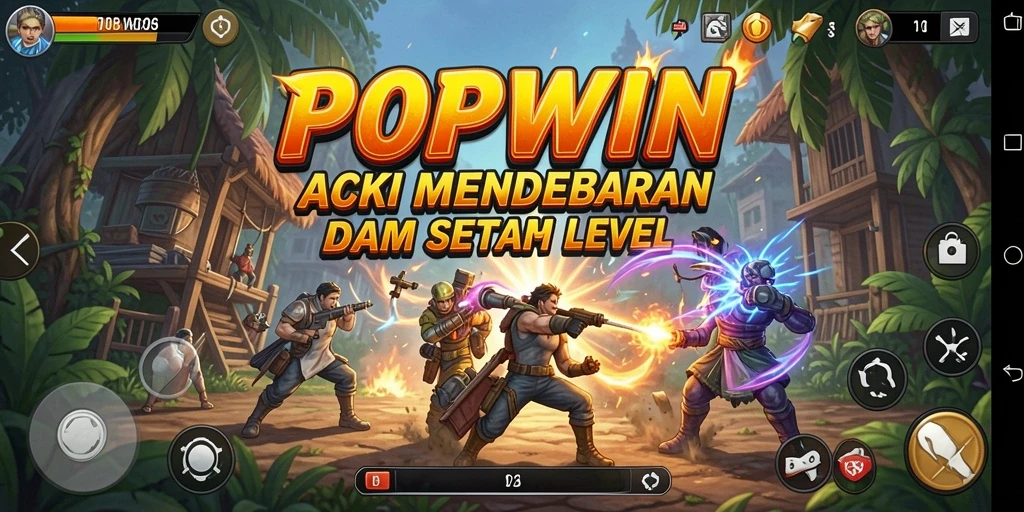Gambaran gameplay mendebarkan dari POPWIN selama aksi yang intens.
