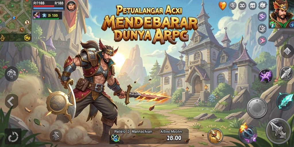 Tangkapan layar utama RI188 menampilkan aksi gameplay ARPG yang intens.