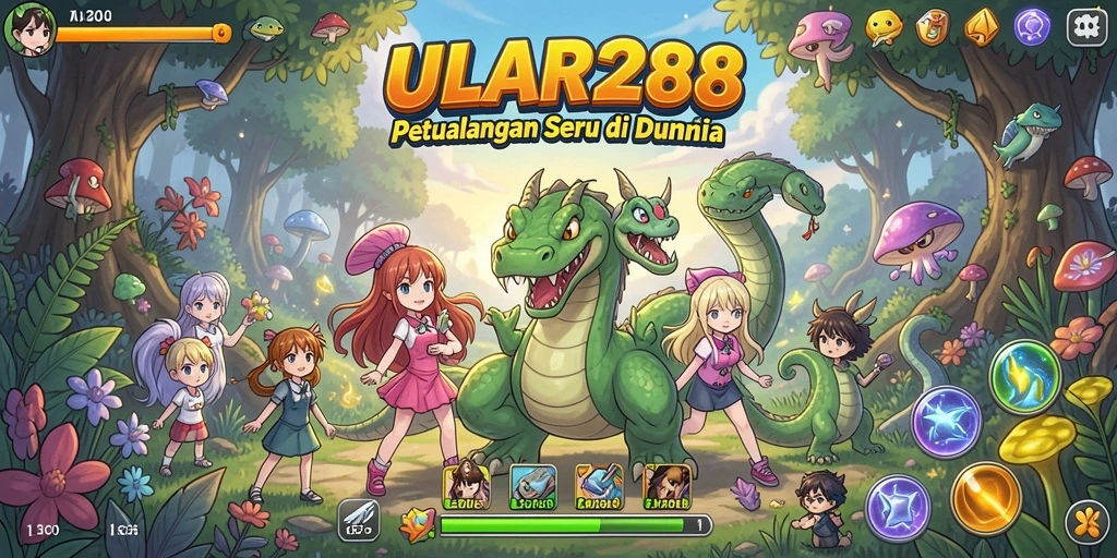Screenshot ULAR288 menampilkan aksi seru karakter Anime yang berjuang melawan musuh.